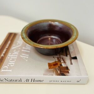 STUNNING HANDMADE STUDIO‎ POTTERY BOWL MID-CENTURY STYLE RAKU TYPE GLAZE - EUC